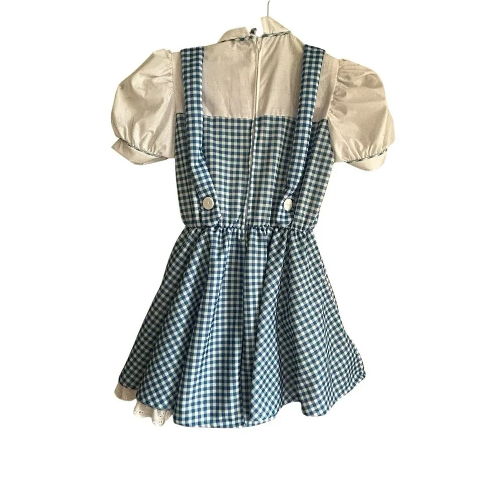 Wizard Of Oz Dorothy Dress Medium Girls Check Costume Cottagecore Halloween - Picture 3 of 8